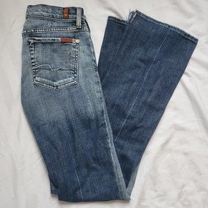 7FAM Bootcut Dark Wash Factory Faded Jeans Size 28